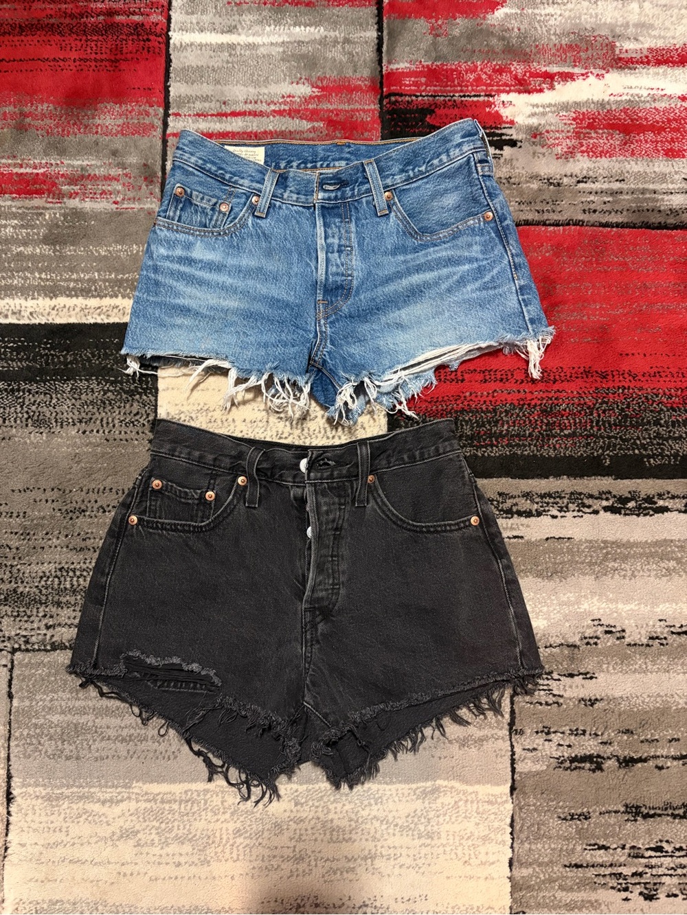 Levi's Two-Pack Cutoff Denim Shorts in Blue and Black